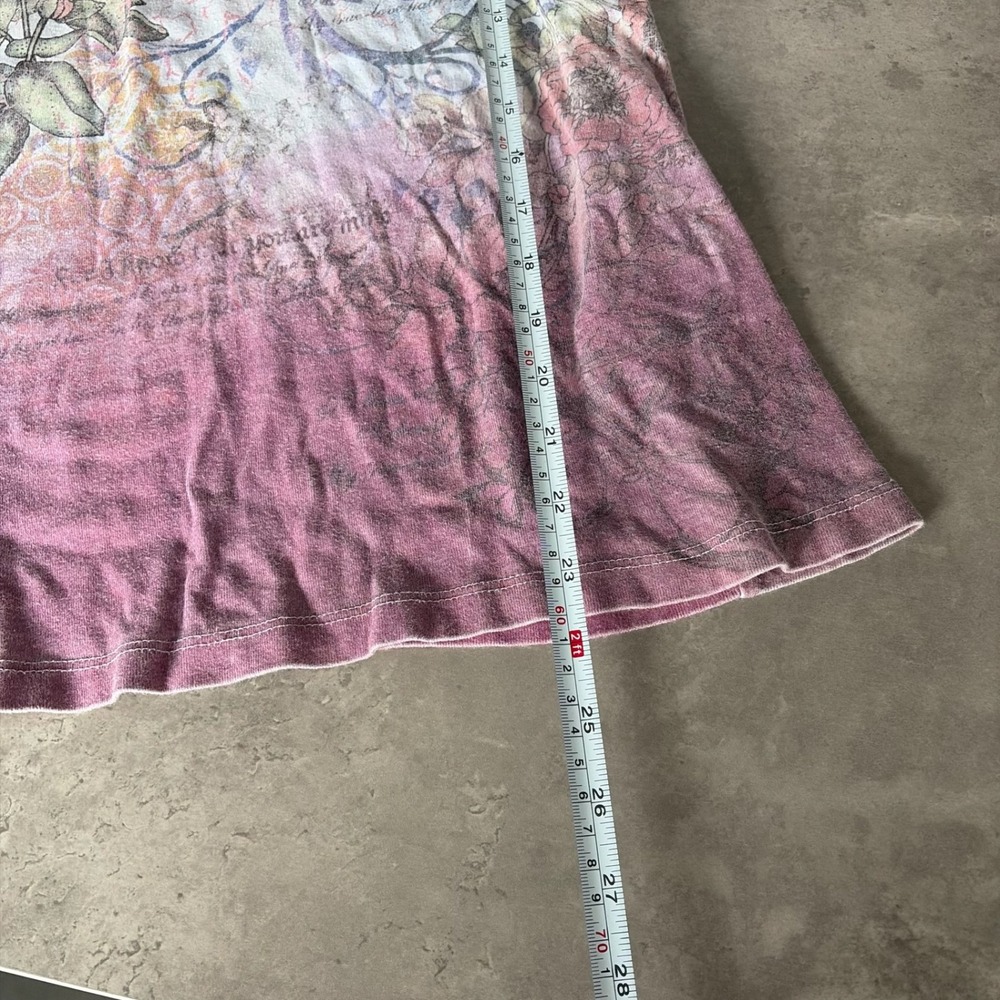 Christopher & Banks Womens Floral Graphic 3/4 Sleeve T-Shirt XL Gray Pink Ombre - Picture 5 of 5